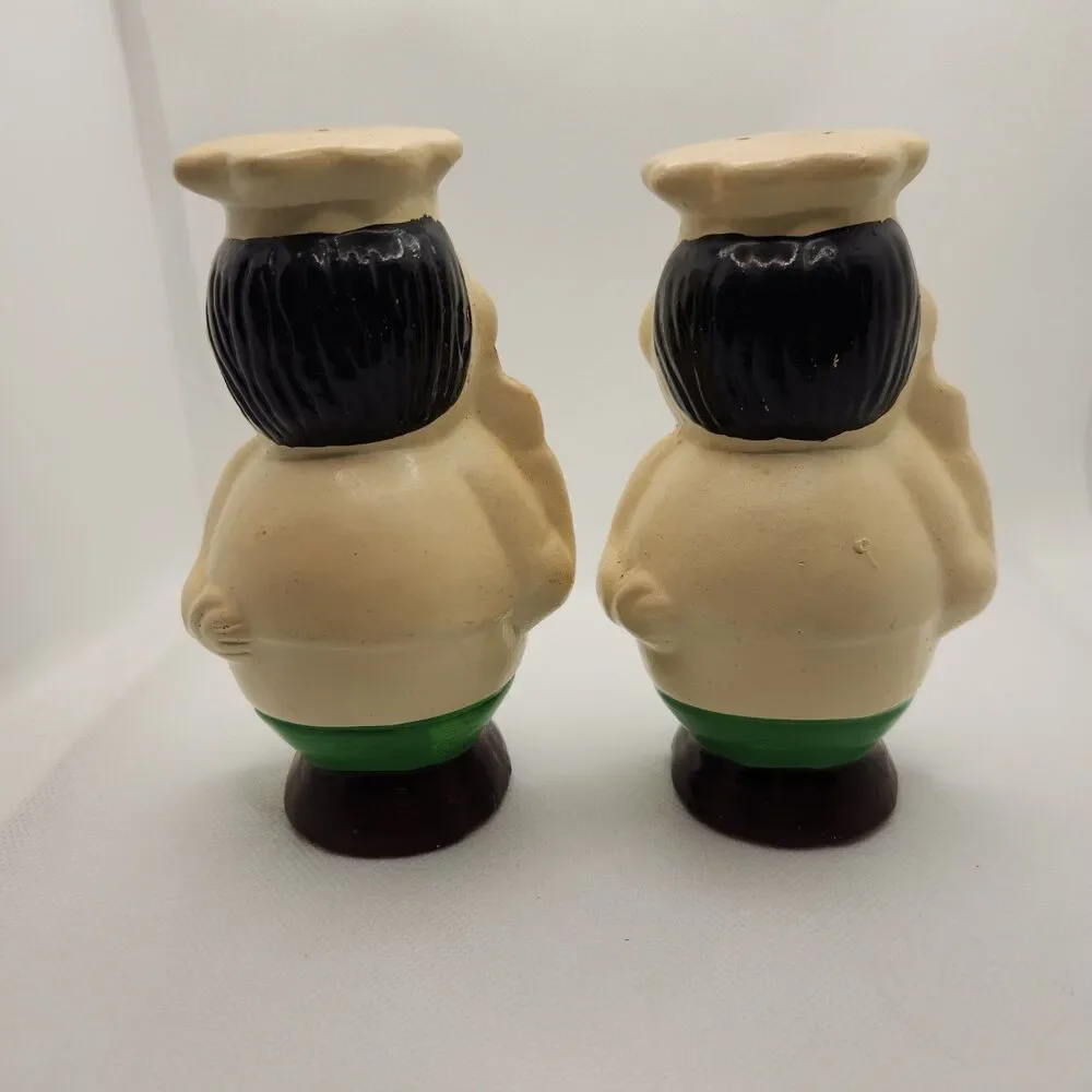 Vintage Italian Chef Oversized Salt And Pepper Shakers w/ Stoppers 5.5 in
